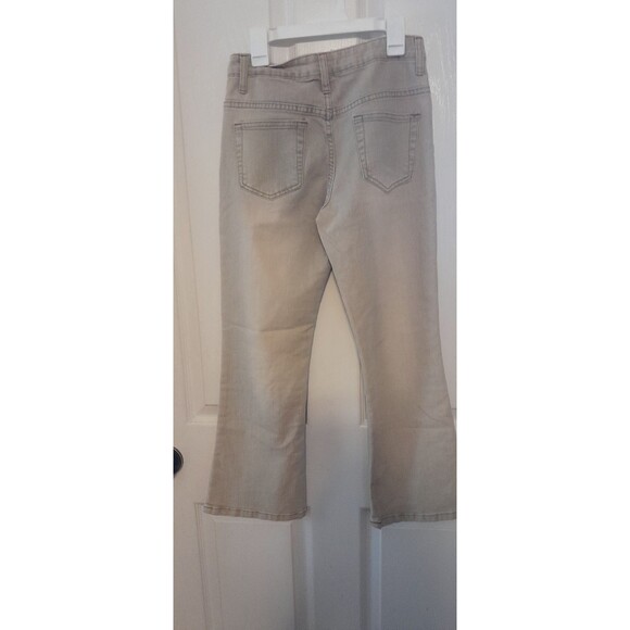 MIX Vintage Beige With Artistic Painted Design Jeans. Boot Cut. Waist 26". B54 - Picture 2 of 7